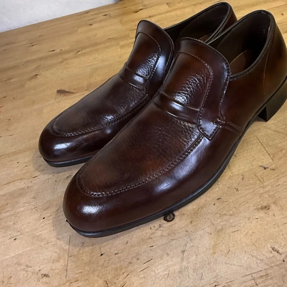 Men's Brown Leather Slip-On Loafers